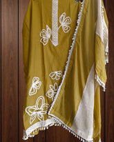 Timeless Glow: Mul Chanderi Suit with Croatia Lacing